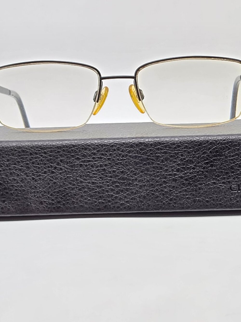 Charmant CH11461 Black No Nickel Allergy Titanium Semi Rimless Eyeglasses w Case